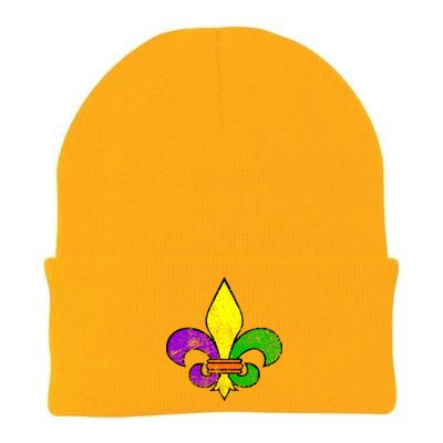 Fleur De Lis Retro Mardi Gras New Orleans Logo Knit Cap Winter Beanie