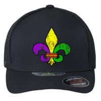 Fleur De Lis Retro Mardi Gras New Orleans Logo Flexfit Unipanel Trucker Cap