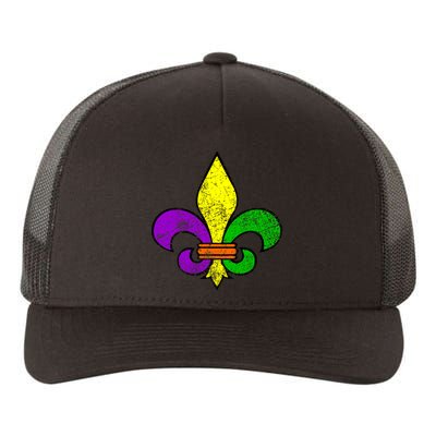 Fleur De Lis Retro Mardi Gras New Orleans Logo Yupoong Adult 5-Panel Trucker Hat