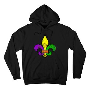 Fleur De Lis Retro Mardi Gras New Orleans Logo Hoodie