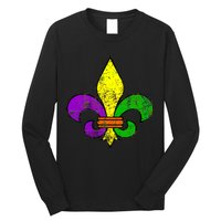 Fleur De Lis Retro Mardi Gras New Orleans Logo Long Sleeve Shirt