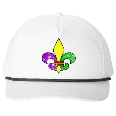 Fleur De Lis Retro Mardi Gras New Orleans Logo Snapback Five-Panel Rope Hat