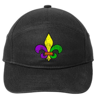 Fleur De Lis Retro Mardi Gras New Orleans Logo 7-Panel Snapback Hat