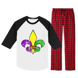 Fleur De Lis Retro Mardi Gras New Orleans Logo Raglan Sleeve Pajama Set