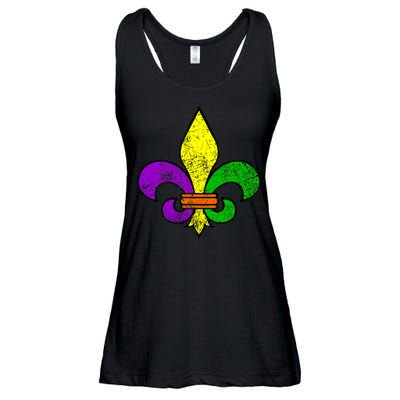 Fleur De Lis Retro Mardi Gras New Orleans Logo Ladies Essential Flowy Tank