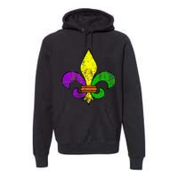 Fleur De Lis Retro Mardi Gras New Orleans Logo Premium Hoodie