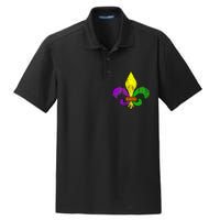 Fleur De Lis Retro Mardi Gras New Orleans Logo Dry Zone Grid Polo