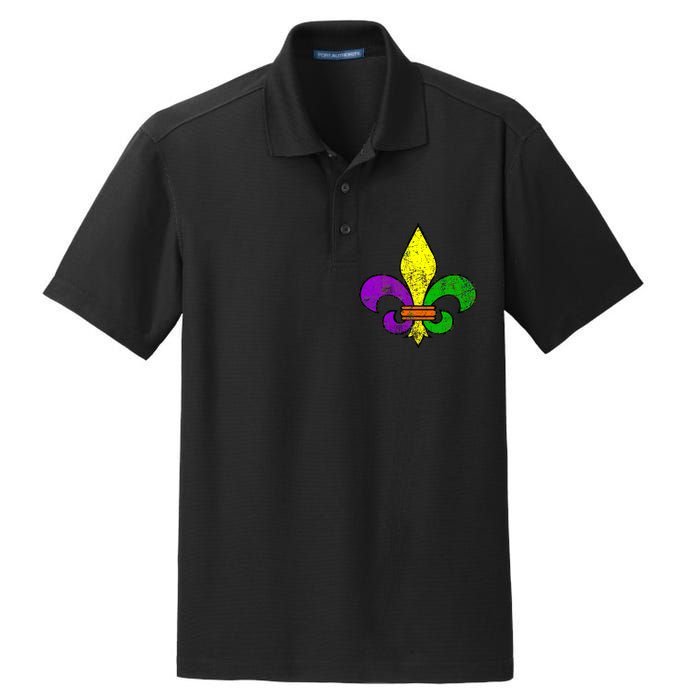 Fleur De Lis Retro Mardi Gras New Orleans Logo Dry Zone Grid Polo