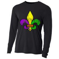 Fleur De Lis Retro Mardi Gras New Orleans Logo Cooling Performance Long Sleeve Crew