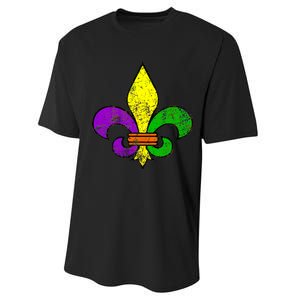 Fleur De Lis Retro Mardi Gras New Orleans Logo Performance Sprint T-Shirt