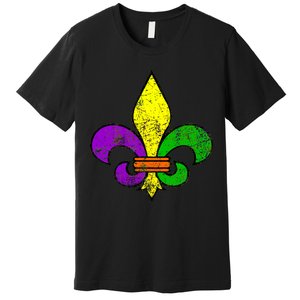 Fleur De Lis Retro Mardi Gras New Orleans Logo Premium T-Shirt