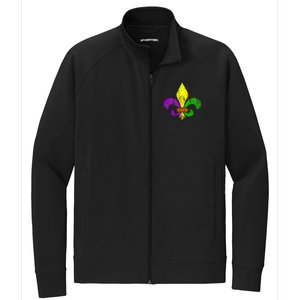 Fleur De Lis Retro Mardi Gras New Orleans Logo Stretch Full-Zip Cadet Jacket