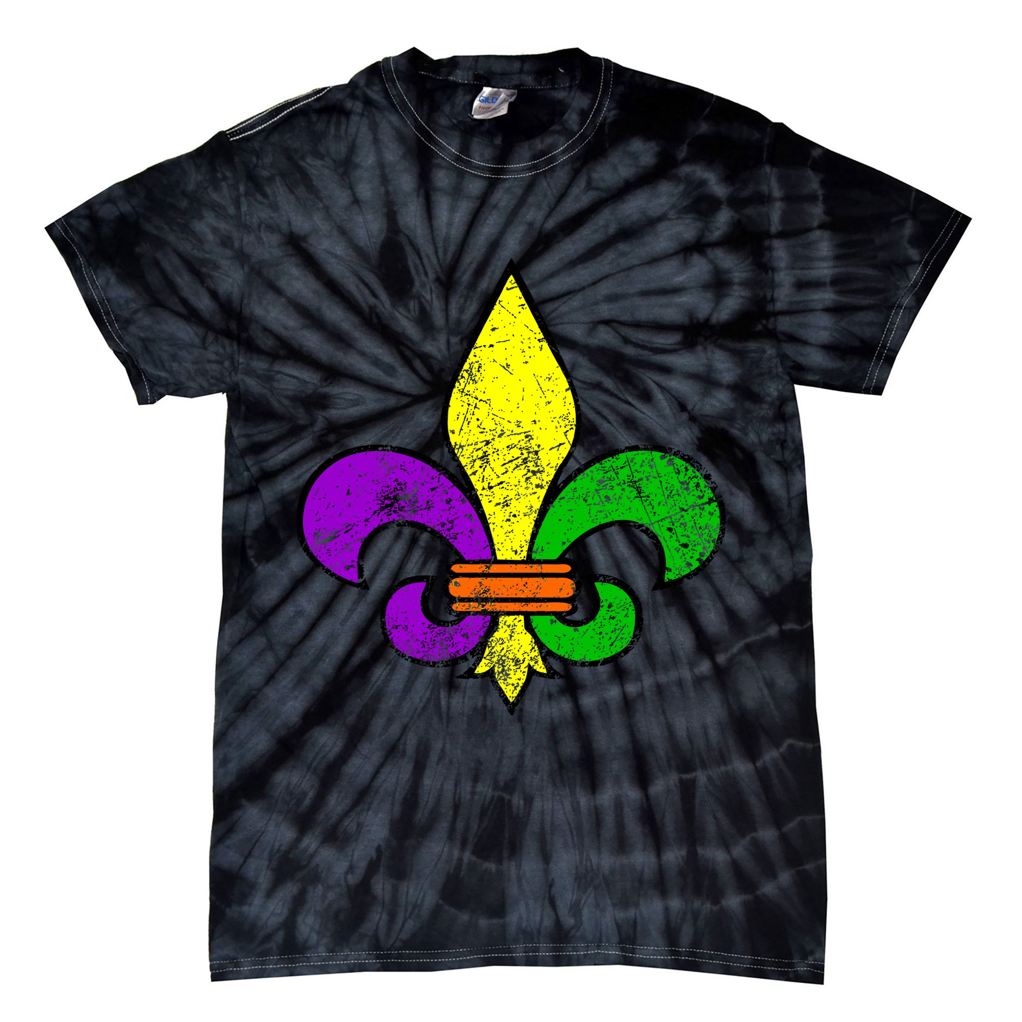 Fleur De Lis Retro Mardi Gras New Orleans Logo Tie-Dye T-Shirt