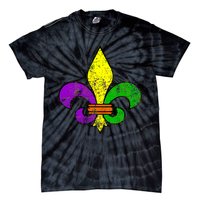 Fleur De Lis Retro Mardi Gras New Orleans Logo Tie-Dye T-Shirt