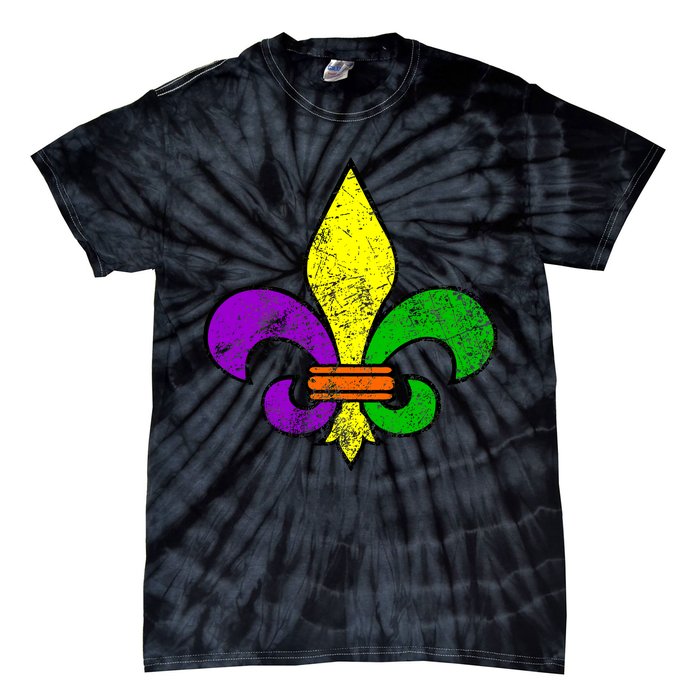 Fleur De Lis Retro Mardi Gras New Orleans Logo Tie-Dye T-Shirt