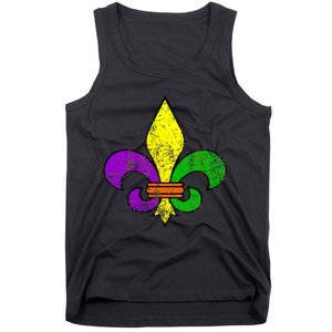 Fleur De Lis Retro Mardi Gras New Orleans Logo Tank Top