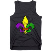 Fleur De Lis Retro Mardi Gras New Orleans Logo Tank Top