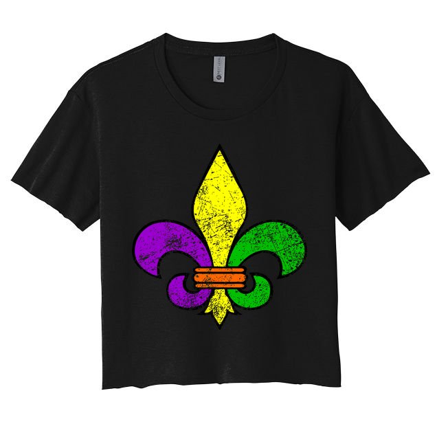 Fleur De Lis Retro Mardi Gras New Orleans Logo Crop Top
