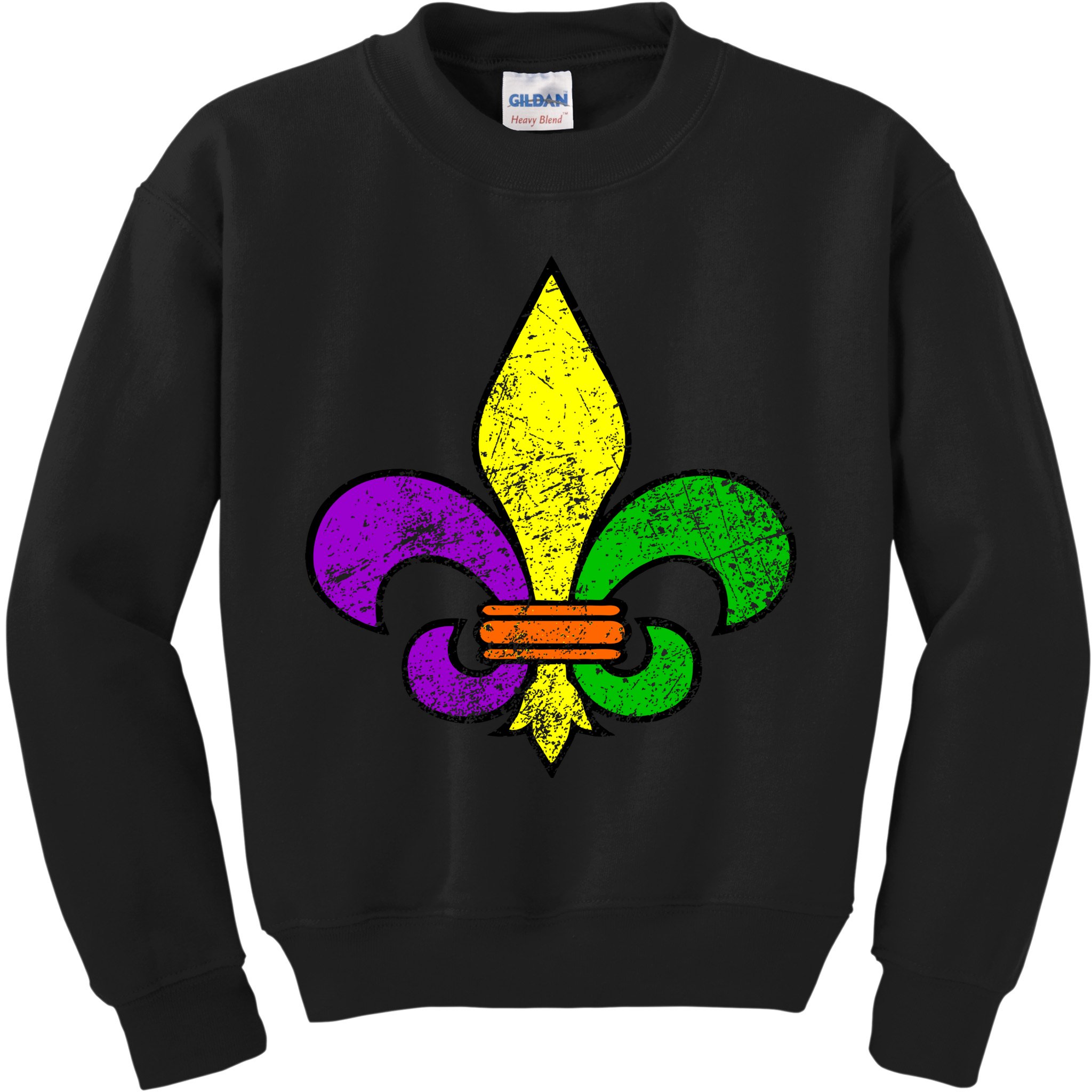 Fleur De Lis Retro Mardi Gras New Orleans Logo Kids Sweatshirt