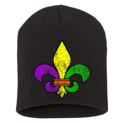 Fleur De Lis Retro Mardi Gras New Orleans Logo Short Acrylic Beanie