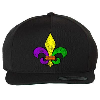 Fleur De Lis Retro Mardi Gras New Orleans Logo Wool Snapback Cap