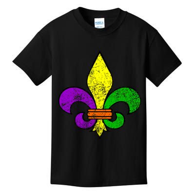 Fleur De Lis Retro Mardi Gras New Orleans Logo Kids T-Shirt
