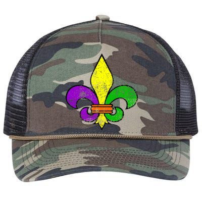 Fleur De Lis Retro Mardi Gras New Orleans Logo Retro Rope Trucker Hat Cap