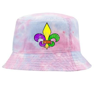 Fleur De Lis Retro Mardi Gras New Orleans Logo Tie-Dyed Bucket Hat