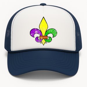 Fleur De Lis Retro Mardi Gras New Orleans Logo Trucker Hat