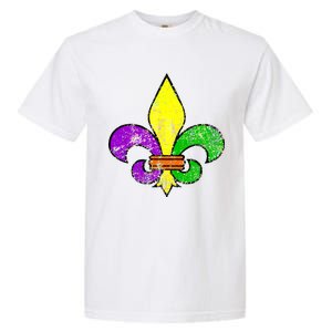 Fleur De Lis Retro Mardi Gras New Orleans Logo Garment-Dyed Heavyweight T-Shirt