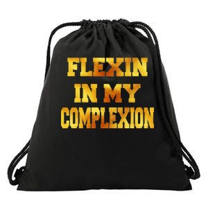 Flexin In My Complexion Gold Print Drawstring Bag