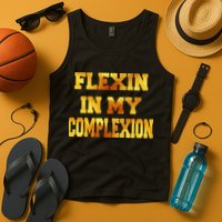 Flexin In My Complexion Gold Print Tank Top
