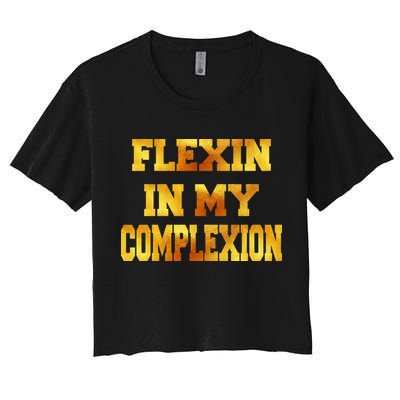Flexin In My Complexion Gold Print Crop Top