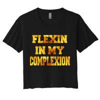 Flexin In My Complexion Gold Print Crop Top