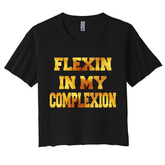 Flexin In My Complexion Gold Print Crop Top