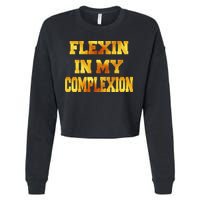 Flexin In My Complexion Gold Print Cropped Pullover Crew