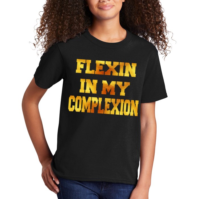 Flexin In My Complexion Gold Print Kids T-Shirt