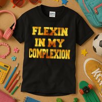 Flexin In My Complexion Gold Print Kids T-Shirt