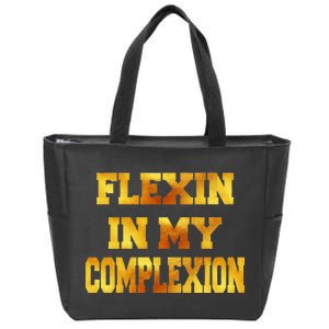 Flexin In My Complexion Gold Print Zip Tote Bag