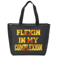 Flexin In My Complexion Gold Print Zip Tote Bag