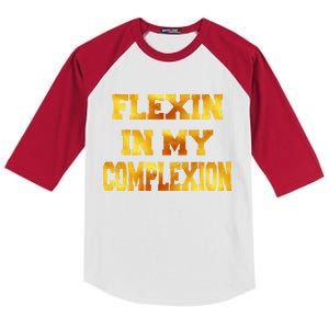 Flexin In My Complexion Gold Print Kids Colorblock Raglan Jersey