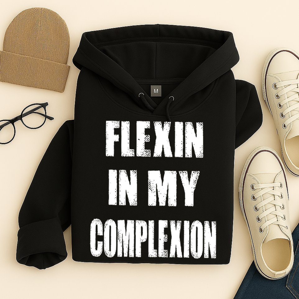 Flexin My Complexion Distressed Logo Hoodie