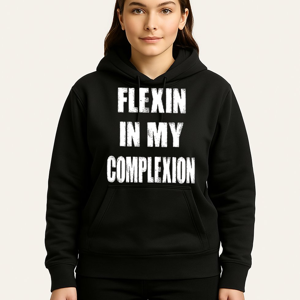 Flexin My Complexion Distressed Logo Hoodie