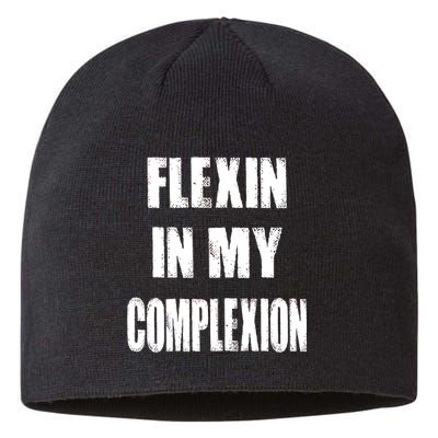 Flexin My Complexion Distressed Logo Sustainable Beanie