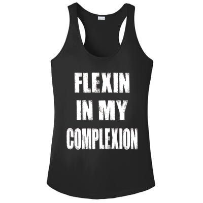 Flexin My Complexion Distressed Logo Ladies PosiCharge Competitor Racerback Tank