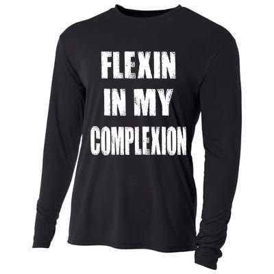 Flexin My Complexion Distressed Logo Cooling Performance Long Sleeve Crew