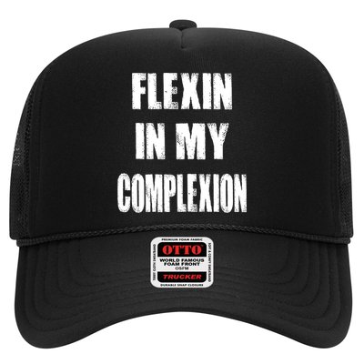 Flexin My Complexion Distressed Logo Trucker Hat