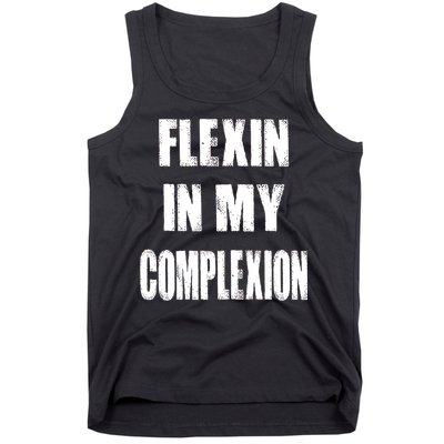 Flexin My Complexion Distressed Logo Tank Top