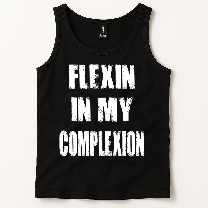 Flexin My Complexion Distressed Logo Tank Top