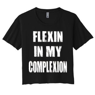 Flexin My Complexion Distressed Logo Crop Top